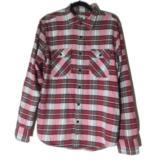 Tecovas Shirt Men's Size M Red Pink Western Goods Flannel Button Down L-Sleeve - Picture 1 of 11